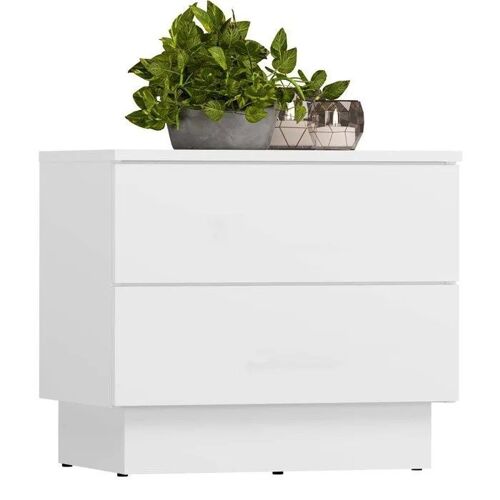AMBER 2S - Table de chevet - 2 tiroirs - 48x55x37 cm - BLANC