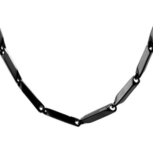 Chaîne Acier Et Pvd Noir Maille Rectangle 50cm Réglable