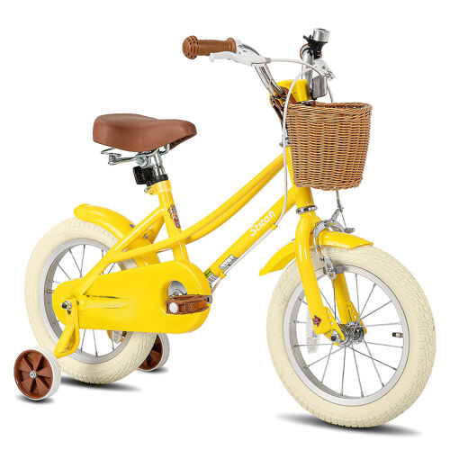 Stitch Vélo Enfant 16 Pouces Pour Filles De 4 À 7 Ans, Vélo Fille 16 Pouces Avec Roulettes Et Panier - Jaune
