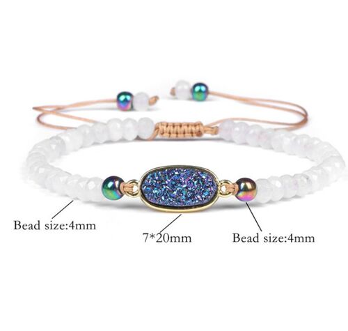 Bracelet Boules En Pierre Naturelle Design Raffiné Et Élégant Fait À La Main Plusieurs Pierres Naturelles Diamètre 4cm Et Poids Entre 10g Idéal Cadeau 4mm Pierre,4 Mm Pierre - Blanc