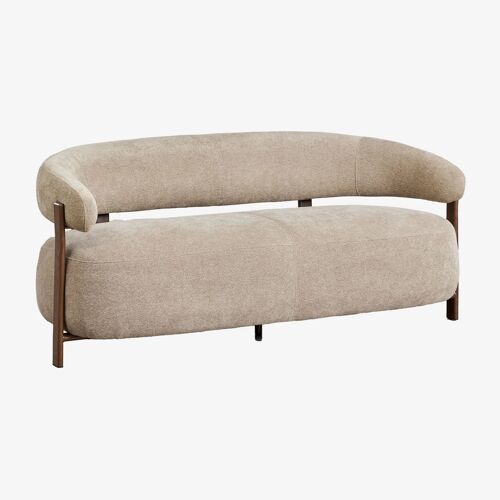Canapé 2 places en tissu chenille et fer Jolie Marron Bois Foncé