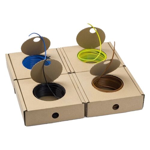 Q-Link Fil Installation Set - Câble Électrique 4 Couleurs 50 Mètres - Fil Interrupteur 1.5 mm² et Phase Neutre Terre 2.5 mm² - Certifié CE KEMA