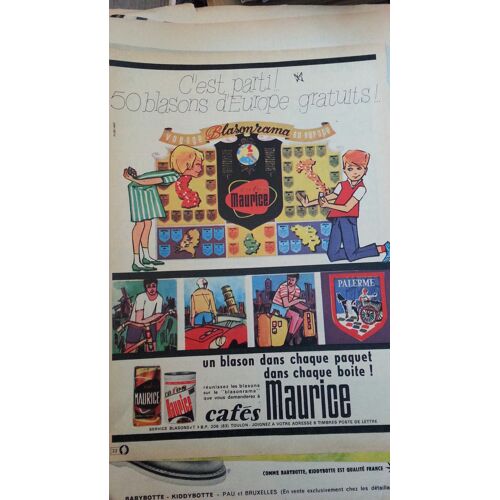 Ancienne Publicité Papier: Cafés Maurice, Parue Dans La Presse En 1966