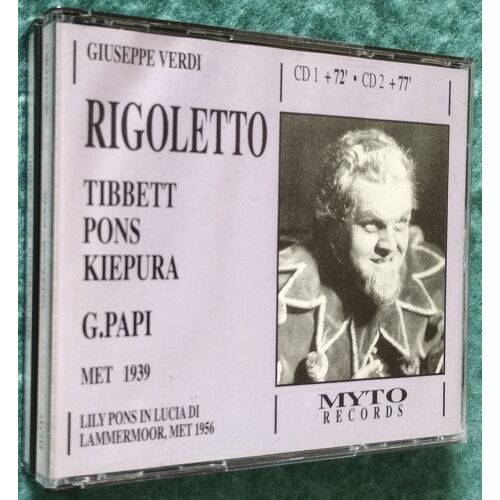 Verdi Double Cd Opéra 1939 New York Met Avec Rigoletto Tibbett Pons Kiepura Direction Gennaro Papi