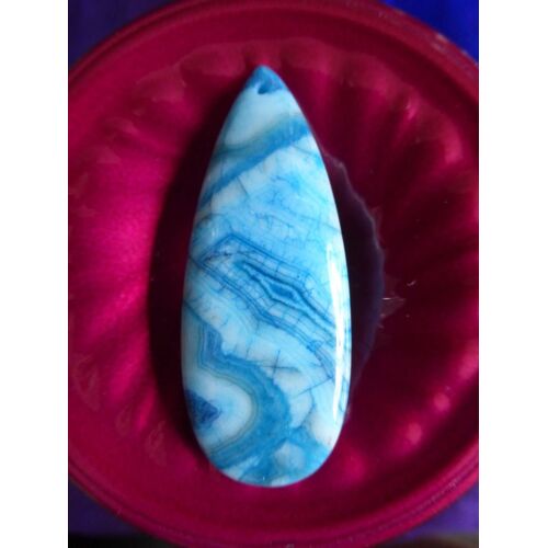 Pendentif Larme En Agate Bleu - 5.1 Cm. Magnifiques Couleurs. Lot 1977