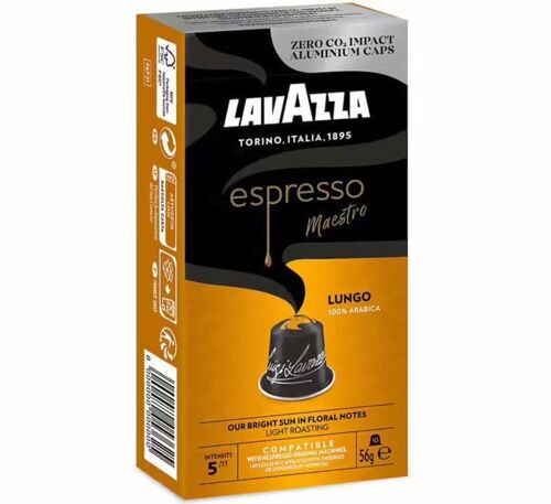 100 Capsules Aluminium Maestro Lungo Compatibles Nespresso® 10x10 Lavazza