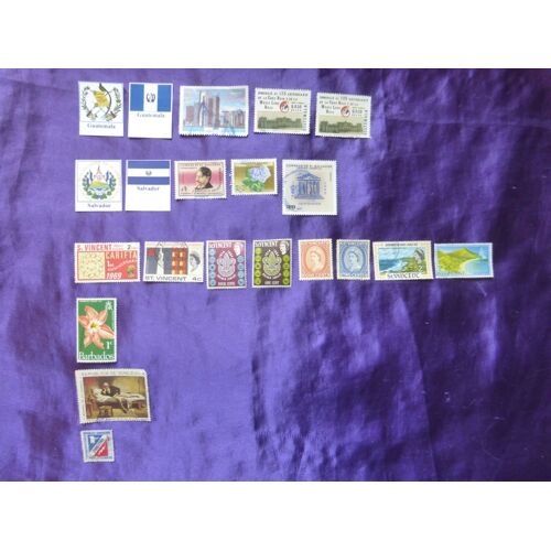 Timbres Guatemala, Salvador, St Vincent, Barbados, Venezuela & République Dominicaine - 17 Timbres Des Années 60. Divers Thèmes.
