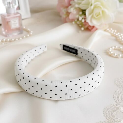 Serre-Tête Large Pour Cheveux En Tissu Doux Coussiné Motif Polka Dots