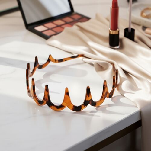 Serre-Tête Pour Cheveux Cranté En Résine Rigide Ondulé Effet Écaille Tortoise