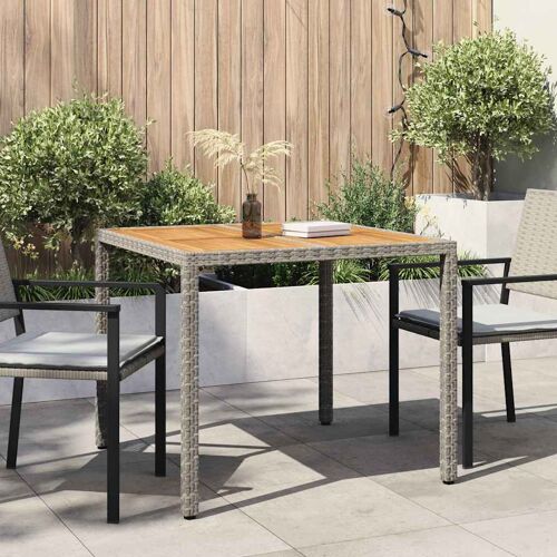 Vidaxl Table De Jardin Gris 90 X 90 X 75 Cm Polyrotin