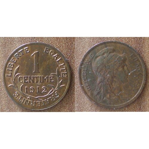 France 1 Centime 1912 Dupuis Pièce Centimes Anciens Francs Franc