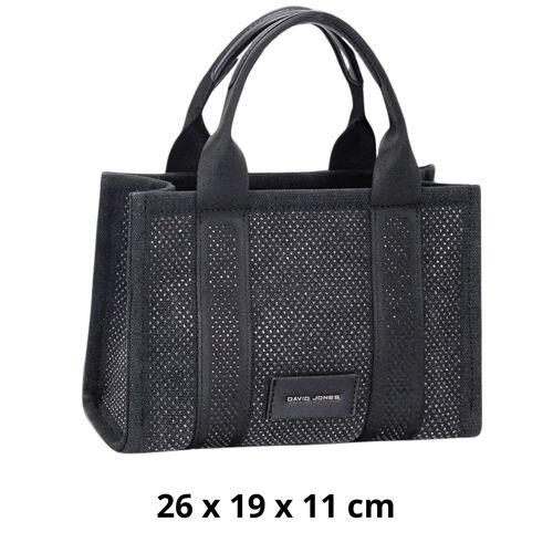 Sac shopping femme noir DAVID JONES, élégant et pratique, avec strass