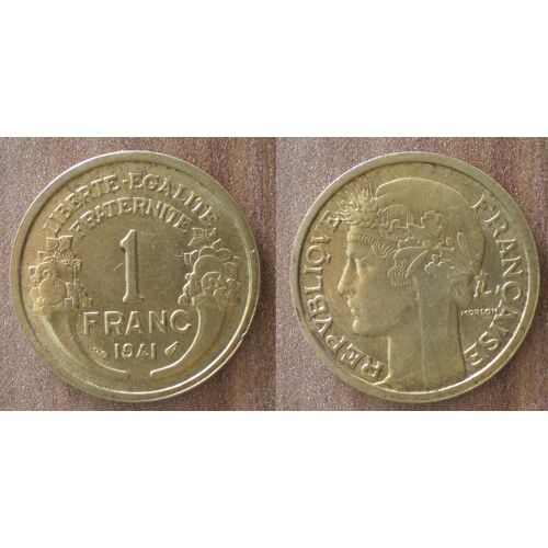 France 1 Franc 1941 Piece Morlon Tete De Laurier Francs