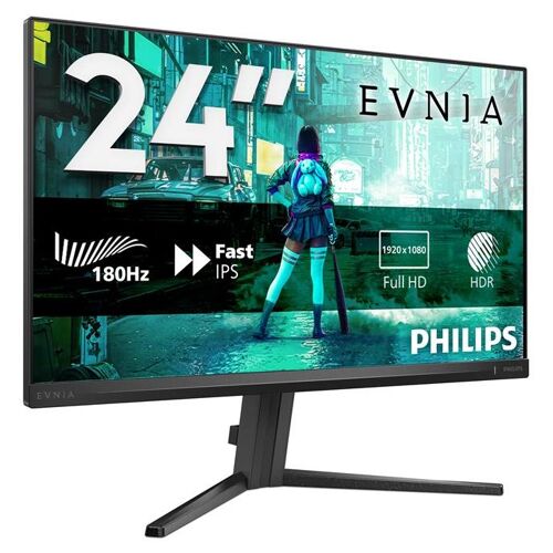 Philips Evnia 3000 24M2N3200S - Écran LED - jeux - 24" (23.8" visualisable) - 1920 x 1080 Full HD (1080p) @ 180 Hz - IPS - 300 cd/m² - 1000:1 - HDR10 - 0.5 ms - 2xHDMI, DisplayPort - haut-parleurs - Charbon