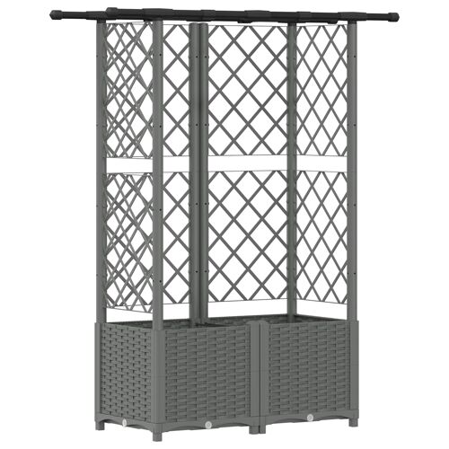 vidaXL Lit Élevé avec Treillis et Toit Gris clair 124,5 x 40 x 138 cm