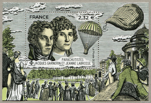 Jacques Garnerin Et Jeanne Labrosse Aérostiers Et Parachutistes Feuillet 5672 Année 2023 N° 5672 Yvert Et Tellier Luxe