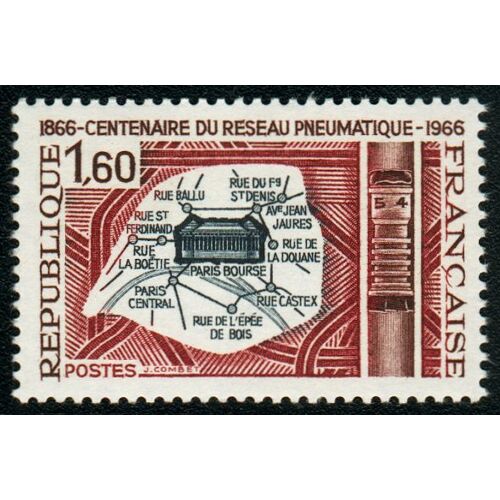 Centenaire De La Poste Pneumatique À Paris Année 1966 N° 1498 Yvert Et Tellier Luxe