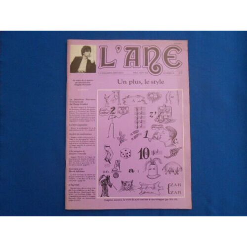 Revue : L'ane . Le Magazine Freudien. N°26. Un Plus Le Style. Avril-Juin 1984