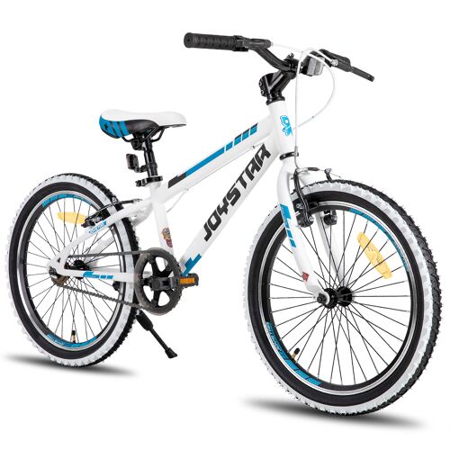 Joystar Lubbock Vélo Enfant 20 Pouces Pour Garçons Et Filles De 7 À 12 Ans, Vtt Hardtail Pour Enfants Avec Transmission 1 Ou 7 Vitesses, Pneus Crantés À Flancs Blancs - Blanc