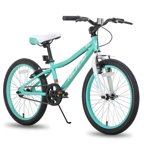 Hiland Climber Vélo Enfant 20 Pouces, Vtt Pour Filles Et Garçons De 5 À 10 Ans, Frein V-Brake, Monovitesse - Menthe