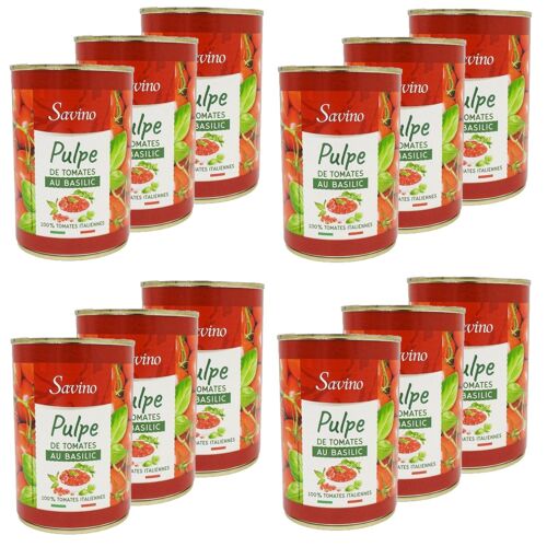 Lot 12x Pulpe De Tomates Au Basilic - Conserve 400g