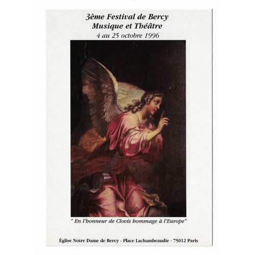Carte De Collection 3ème Festival De Bercy , Musique Et Théâtre Du 4 Au 25 Octobre 1996 , Église Notre Dame De Bercy