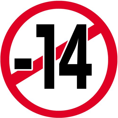 Interdit Moins 14 Ans - 15cm - Sticker/Autocollant
