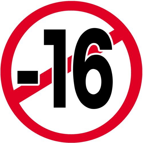 Interdit Moins 16 Ans - 10cm - Sticker/Autocollant
