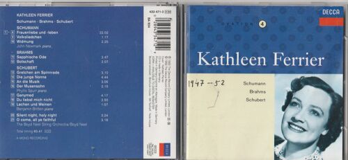 Cd Album Kathleen Ferrier Schumann- Brahms -Schubert- Newmark Spure Britten - Piano - The Boyed Neel String Orchestra - Decca 1992 -