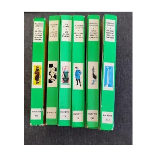 Lot De 6 Livres De La Bibliothèque Verte De Georges G. Toudouze (2 Livres), A. Daudet, P.J. Stahl, Lieutenant X, M. Leblanc