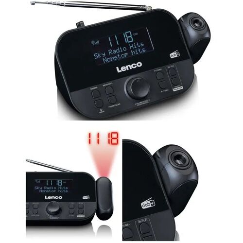 Radio-réveil DAB+ / FM - LENCO - CR-615BK - Écran LCD 2,6" - Double alarme - Projection 180°