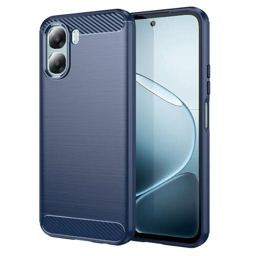 Coque pour Oppo A6 5G / A6x 4G / A6x 5G - housse etui silicone gel carbone + verre trempe - BLEU FONCE