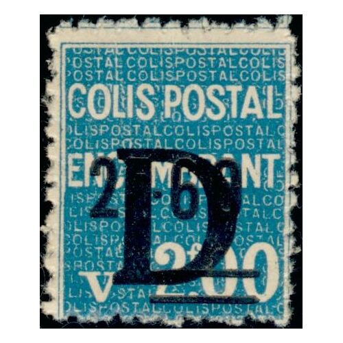 France 1938, Très Beau Timbre Neuf** Luxe Pour Colis Poatal Encombrant, Yvert 146, 2.00f Bleu Avec Double Surcharge, "D" Et "2,60".