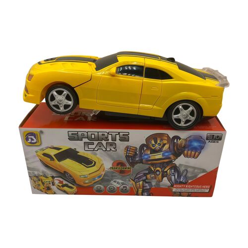 Voiture robot transformable électrique jaune avec lumières LED et sons – voiture sportive automatique enfant 3 ans+ - NONOVIVI
