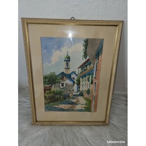 Aquarelle Ancienne Encadrée – Village Suisse Brione S/Locarno