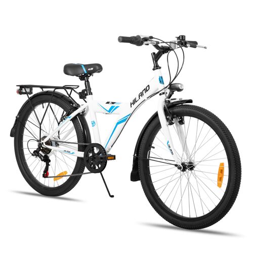 Hiland Vélo Enfant 24 Pouces Pour Garçons Et Filles, Bicyclette Pour Enfants De 7 À 15 Ans Avec Transmission 6 Vitesses Et Béquille – Blanc