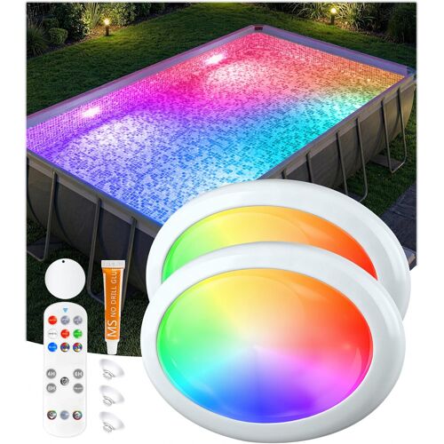 PoolLeader Éclairage Piscine Submersible avec Télécommande, Rechargeable Éclairage Baignoire Changement de Couleur, Lumière Submersible avec Aimant, Ventouses, Lumière Piscine Flottante pour Spa-2PK