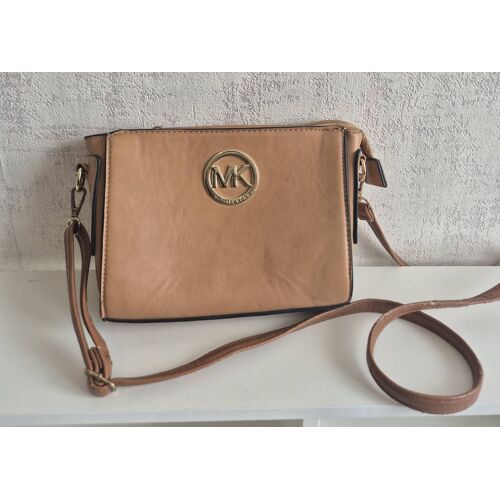 sac bandoulière michael kors camel mk logo doré crossbody femme