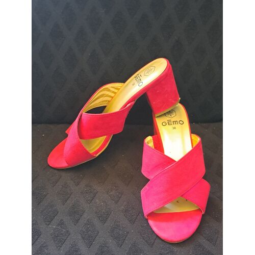 Mules À Talon 7 Cm Sabots Gémo Femme Rose Fushia Élastique Chaussures Été 38 Sandales Nus Pieds