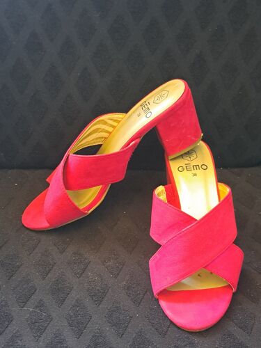 Mules À Talon 7 Cm Sabots Gémo Femme Rose Fushia Élastique Chaussures Été 38 Sandales Nus Pieds
