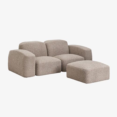 Canapé modulable 2 pièces et pouf Bastian
