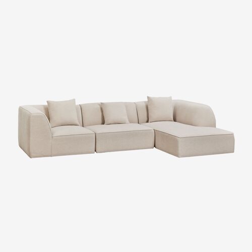 Canapé modulable Cardea rembourré 3 pièces avec chaise longue côté droit
