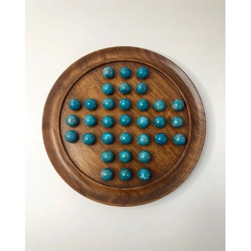 Jeu De Solitaire En Bois Et Pierres Minérales Turquoise – 20 Cm
