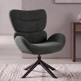 Fauteuil de salon HWC-Q53, fauteuil de salon, chaise de salle à manger, pivotant, métal, chenille (420 g/m²)   vert foncé