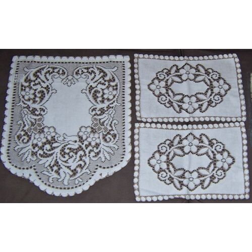 Ensemble De Dentelles 2 X 3 Pièces Pour 2 Fauteuils (Repose-Tête Et Accoudoirs)