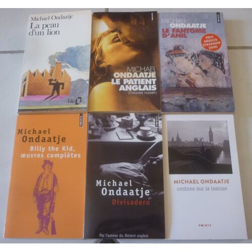Michael Ondaatje, En Poche : Le Patient Anglais (= L'Homme Flambé) + Le Fantôme D'Anil (Médicis Étranger 2000) + La Peau D'Un Lion + Billy The Kid Oeuvres Complètes + Divisadero + Ombres Sur La Tamise