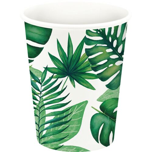 10 GOBELETS CARTON MONSTERA JUNGLE TROPICAL 21CL