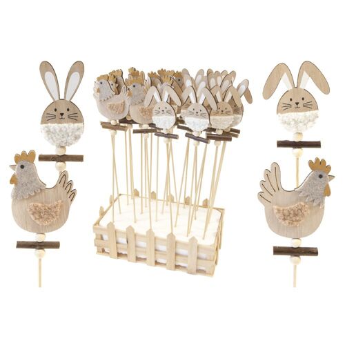 LAPIN OU POULE SUR PIQUE 32X6.5CM NATURE