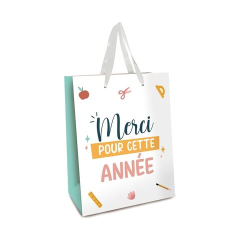SAC CADEAU CARTON MERCI ANNÉE SCOLAIRE 26X13X32CM
