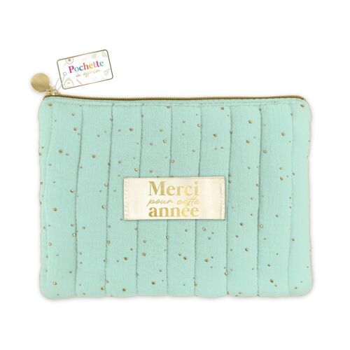POCHETTE GAZE DE COTON MERCI ANNÉE 24CM
